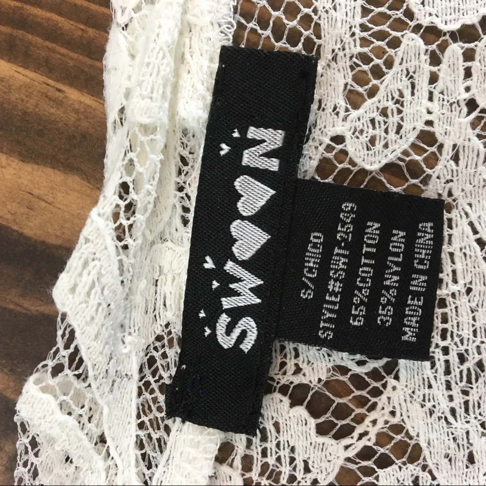 Swoon | Crochet Mesh Lace Fringe Kimono Cardigan‎ Cream